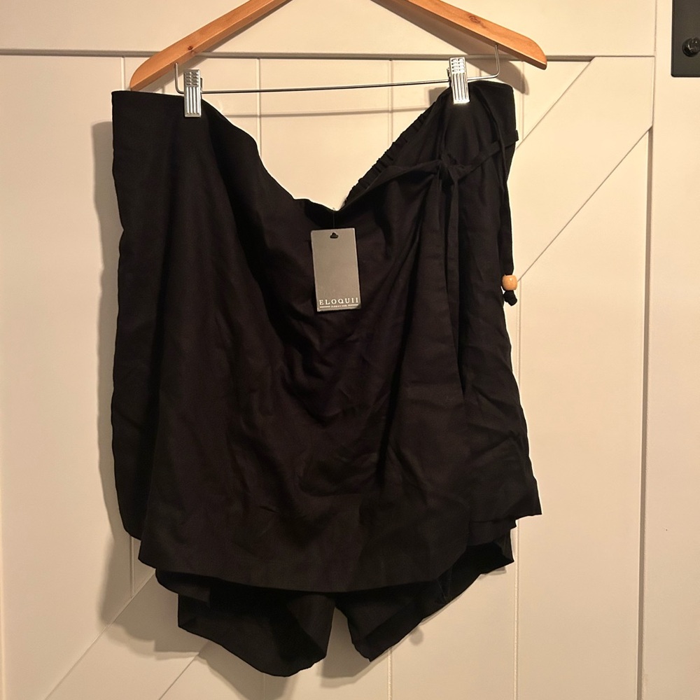 Brand new ELOQUII black linen-blend skort women’s size 24